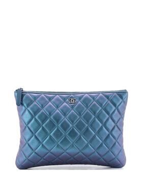 Chanel O Case Clutch Quilted Iridescent #323309C15B